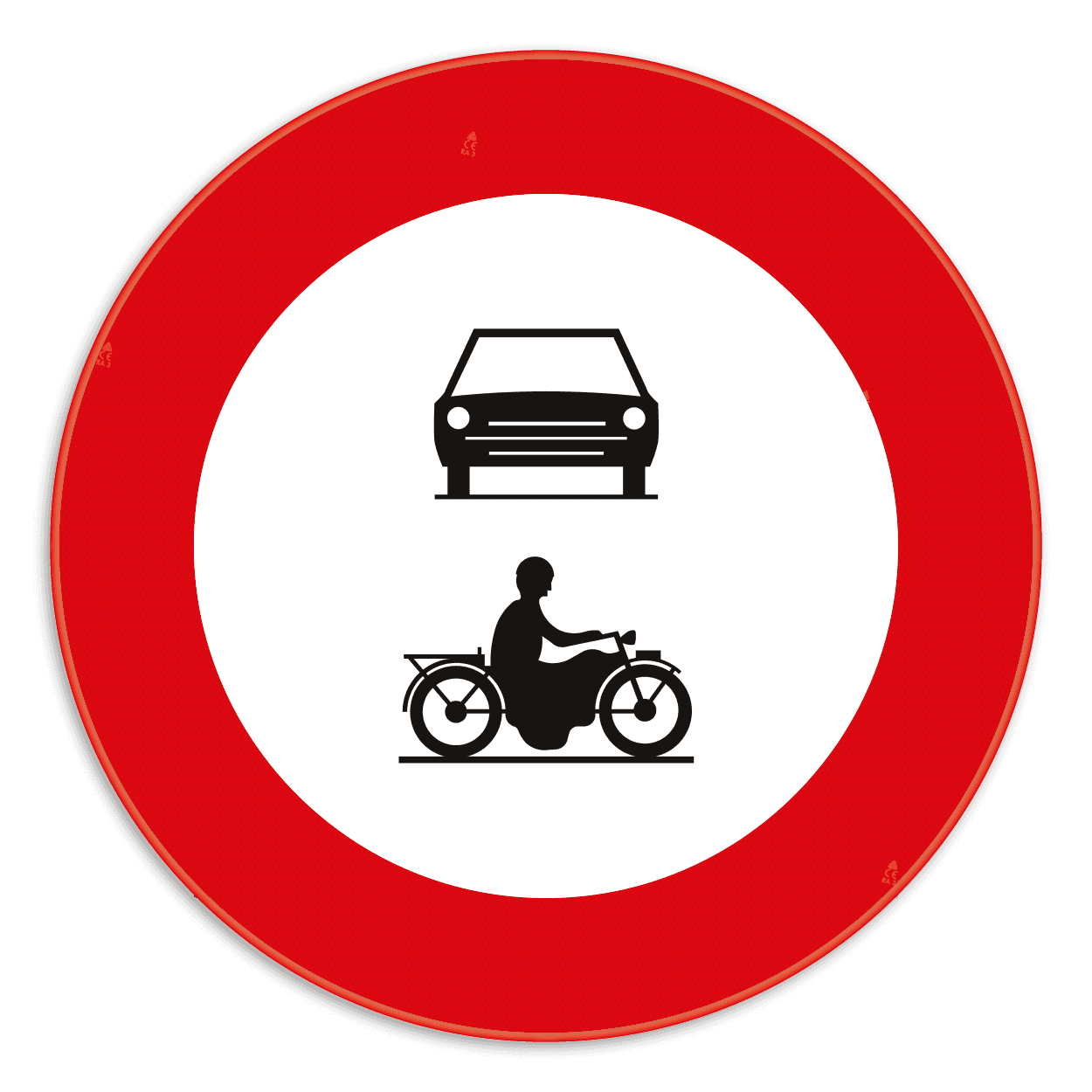 Panneau SB250 - C5 - C7 - Accès interdit aux conducteurs de véhicules à moteur à plus de deux roues et motocyclettes