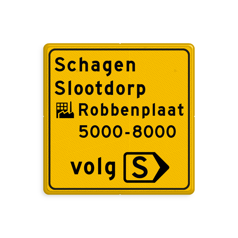 Verkeersbord omleidingsroute volg route - reflecterend