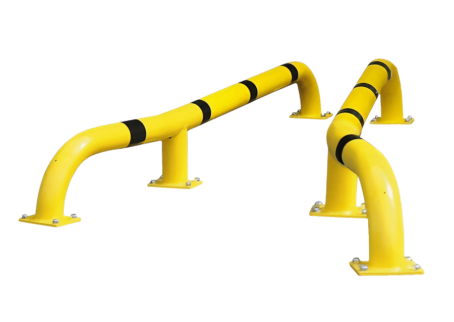 Jeu de supports de roue en acier jaune/noir Ø108 x 2800 mm - montage au sol