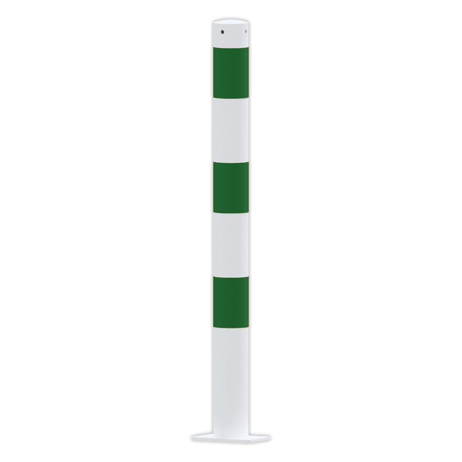 Beschermpaal wit/groen Ø76mm staal met bodemplaat
