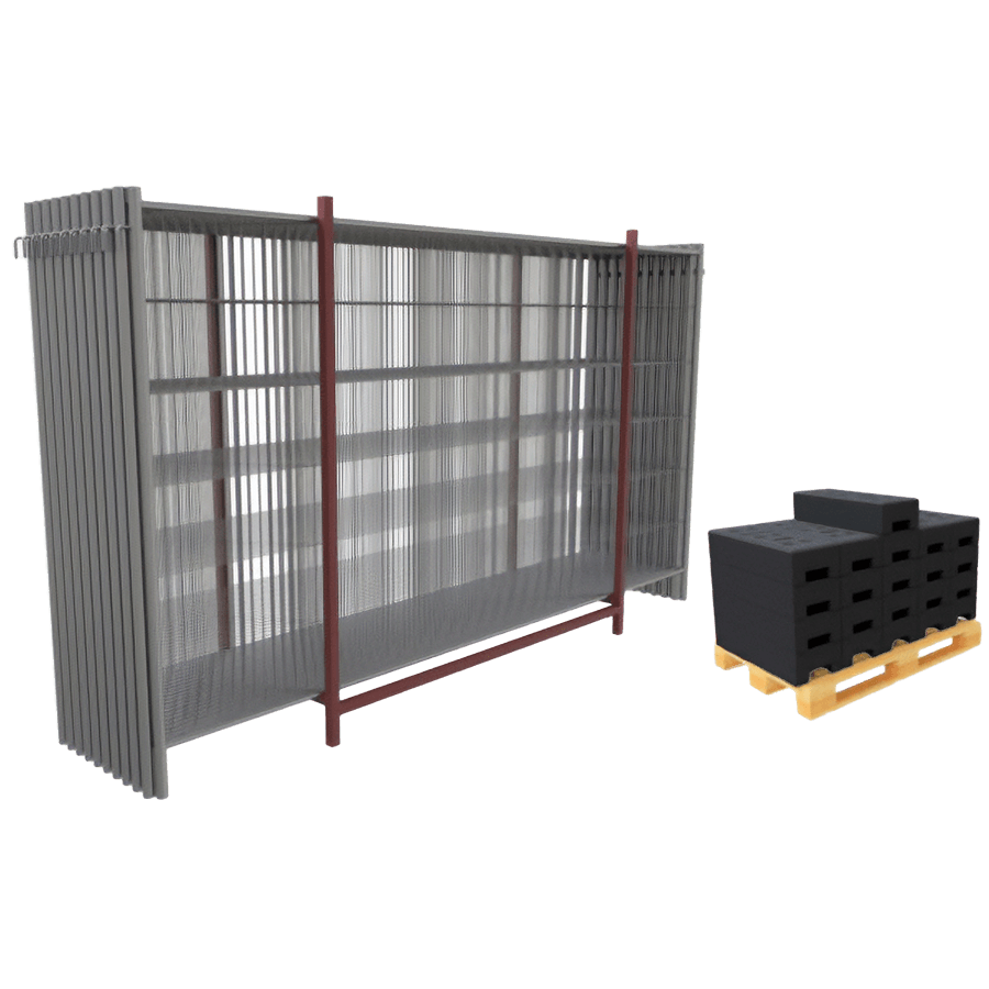 Set 20 stuks bouwhekken staal - 3500x2000 mm met baakvoeten en transportpallets