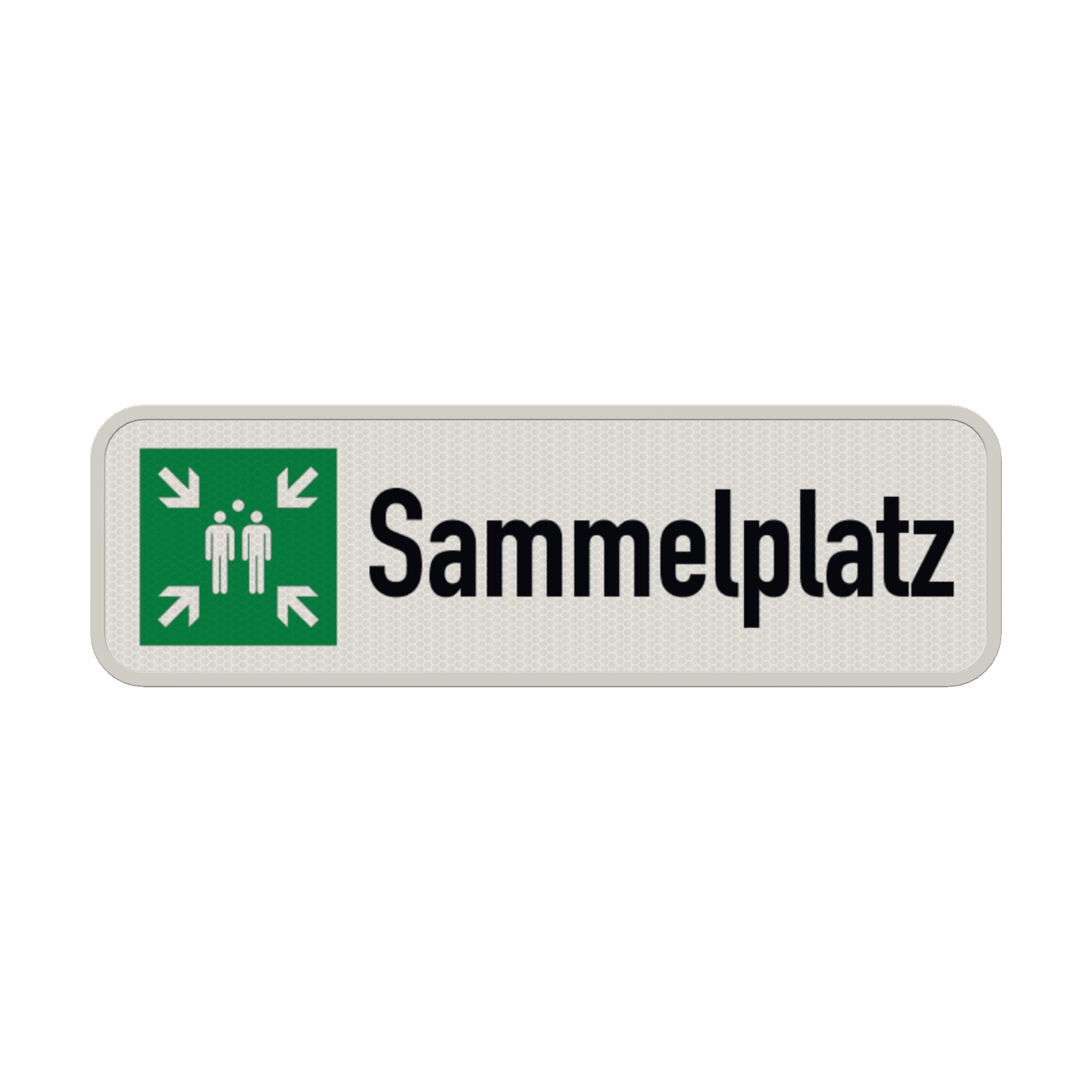 Sammelplatz schild mit text - reflektierend