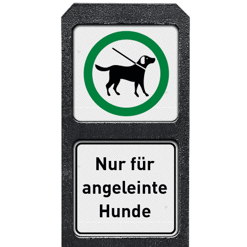 Hunde anleinen Schilder mit Recyclingkunststoff Poller - Reflektierend