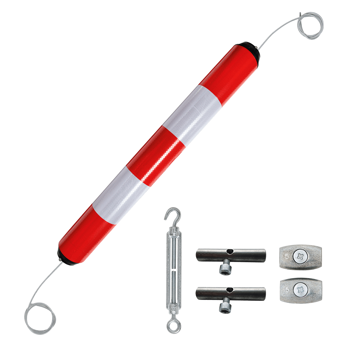 Leitpylon Ø100 mm 950 mm Rot-Weiß reflektierend mit Befestigung