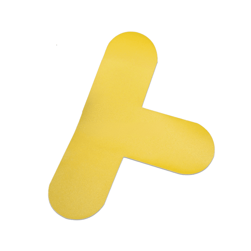 Autocollant de sol en forme de T - autocollant - jaune - 300 x 200 mm