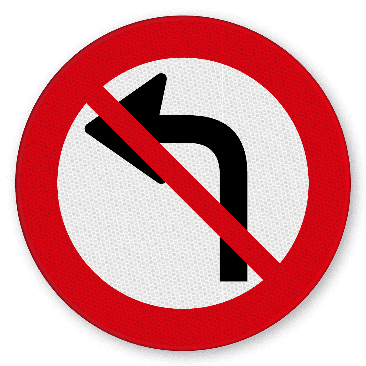 Verkeersbord verboden linksaf te slaan - reflecterend