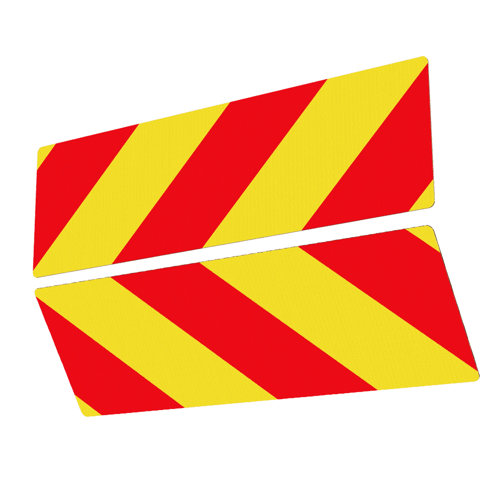 Voertuigmarkering borden chevron geel/rood reflecterend - 750x280mm - set 2 stuks