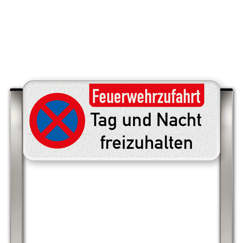 Feuerwehrzufahrt freihalten Parkverbot Schild mit zwei Aluminium Pfosten
