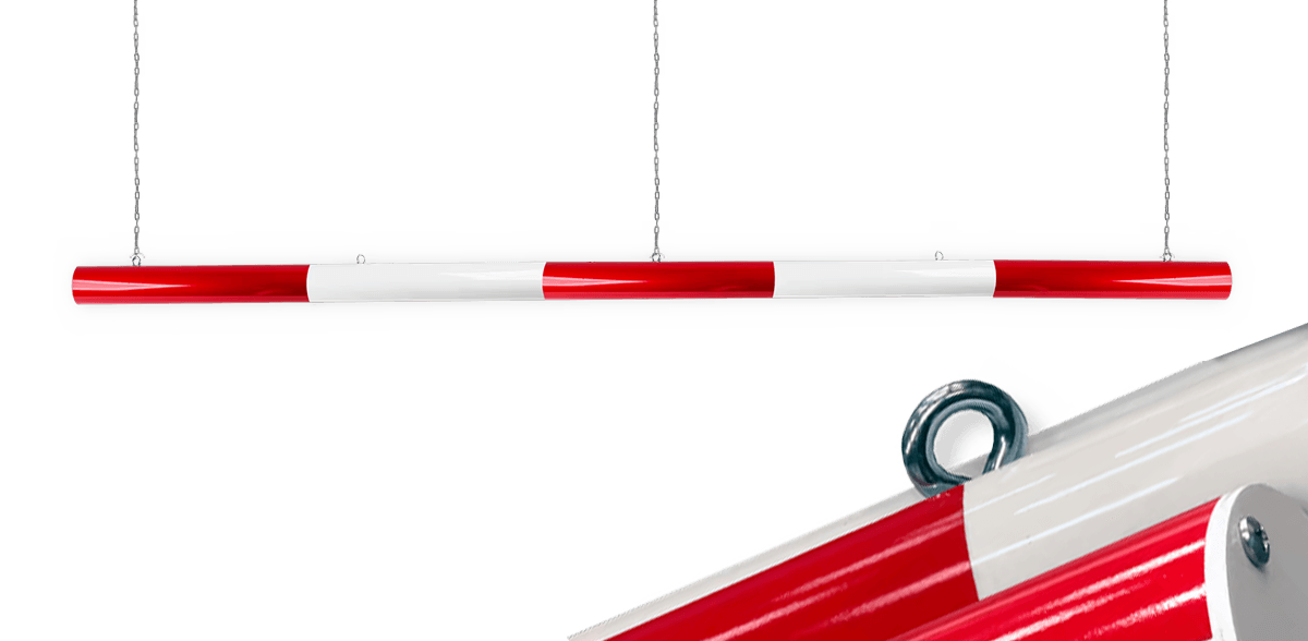 Hoogtebalk doorrijhoogte Ø60mm aluminium reflecterend rood/wit