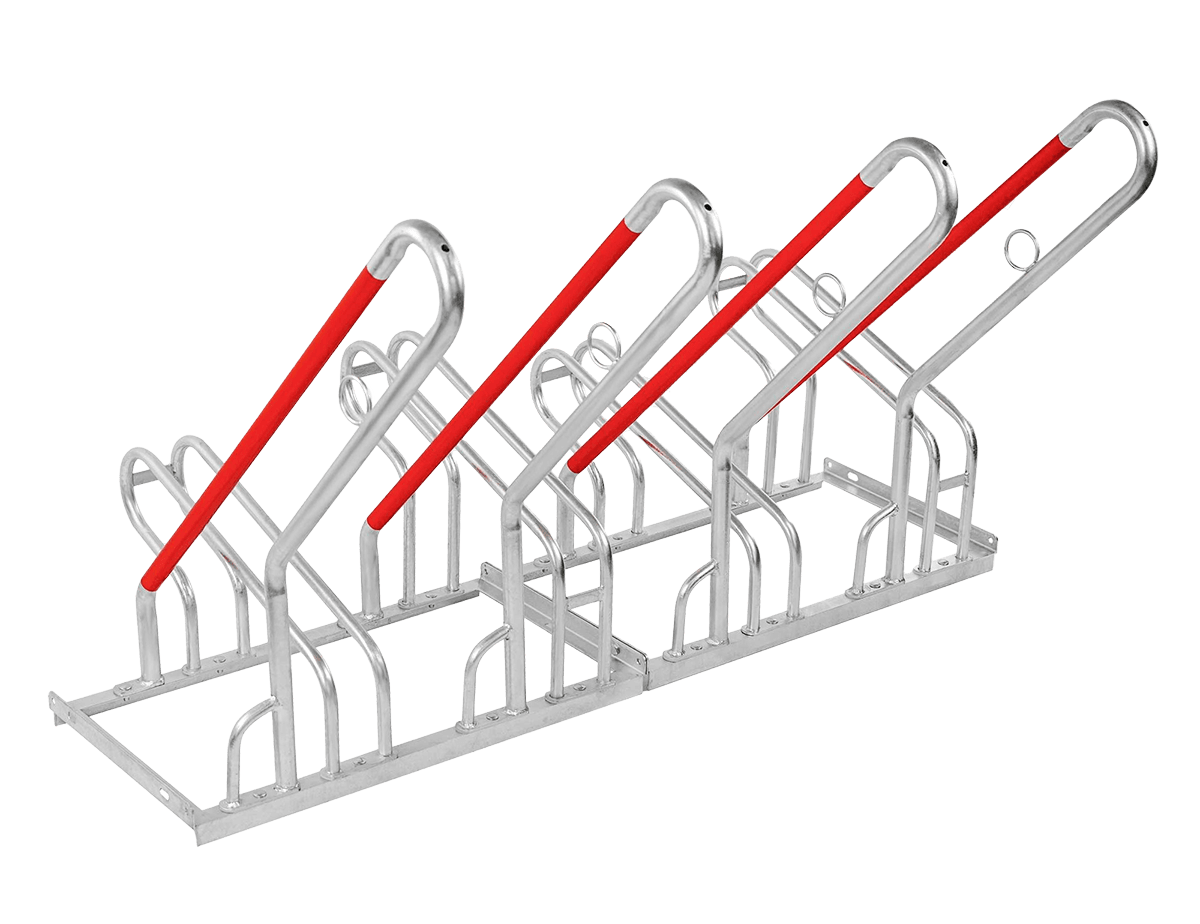 Fietsenrek staal 4 fietsen type City Hybrid - met steunbeugel en slotoog