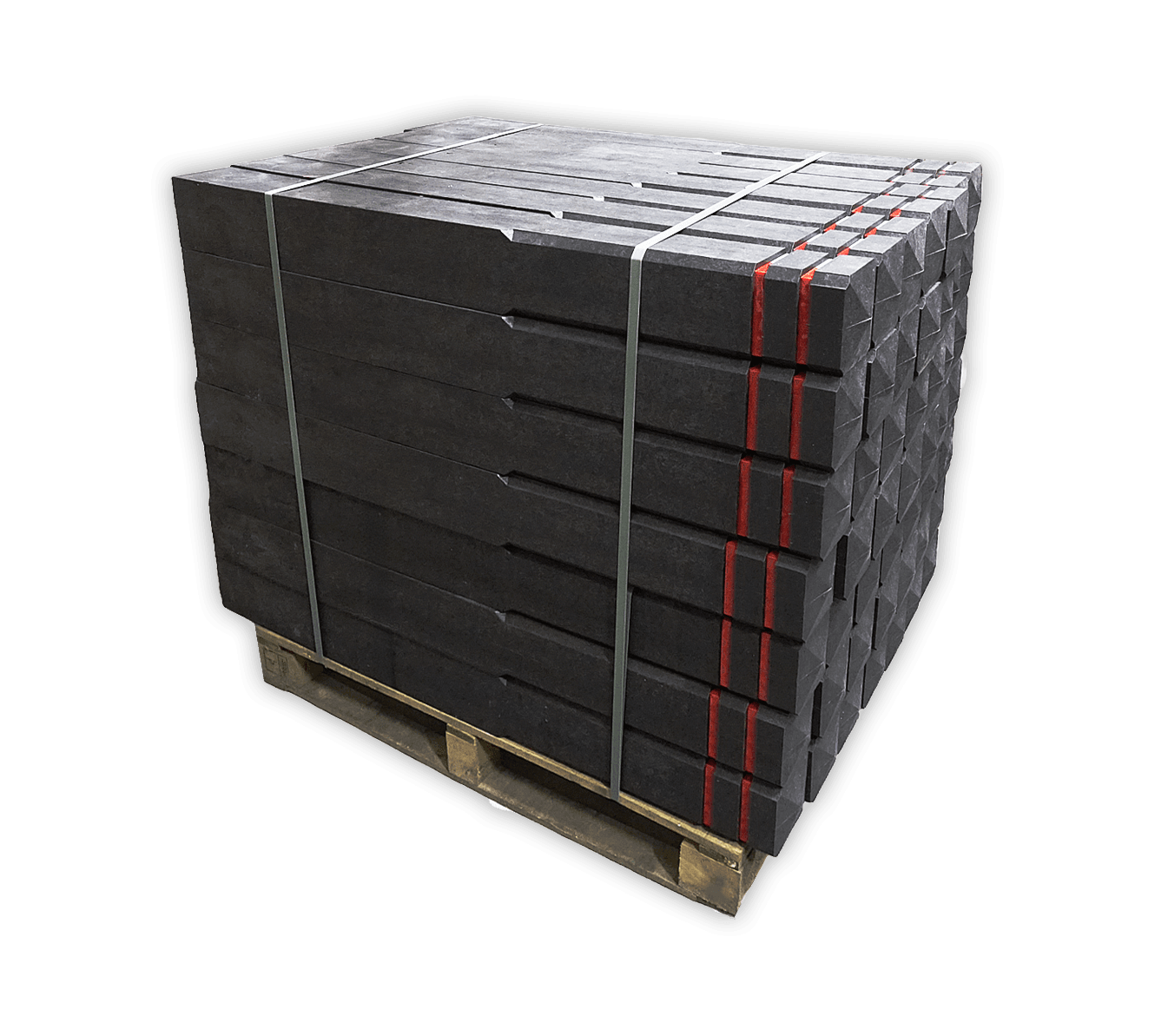 Pallet kunststof diamantkoppaal met reflectiebandjes rood/wit (49 stuks)