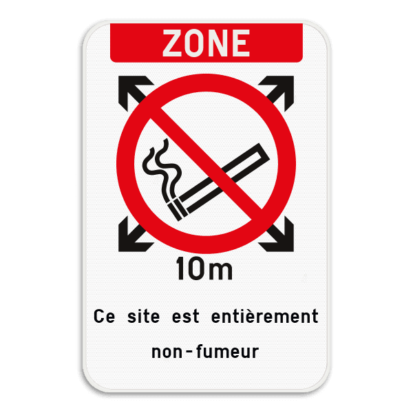 Zone - Interdiction de fumer - Texte personnalisé