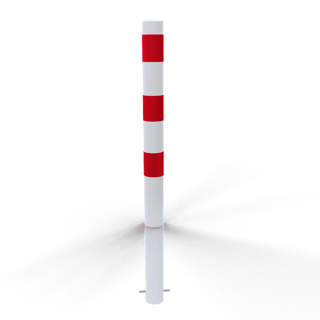 Rampaal Ø89mm staal verzinkt - wit/rood - met grondanker