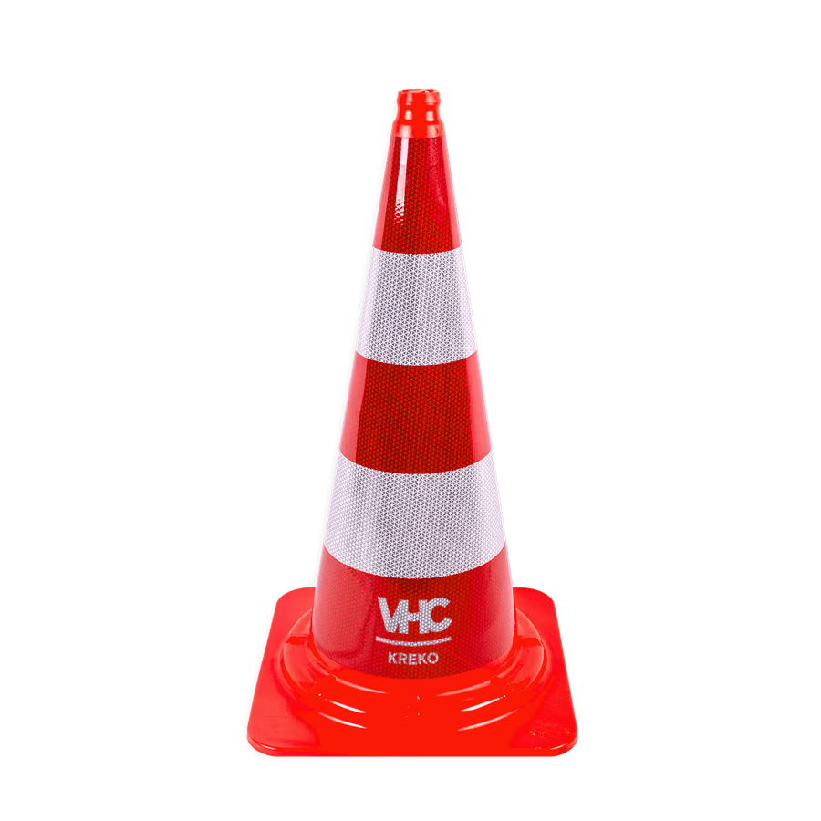 Verkeerskegel 750mm eendelig - klasse 3 reflecterend - met logo
