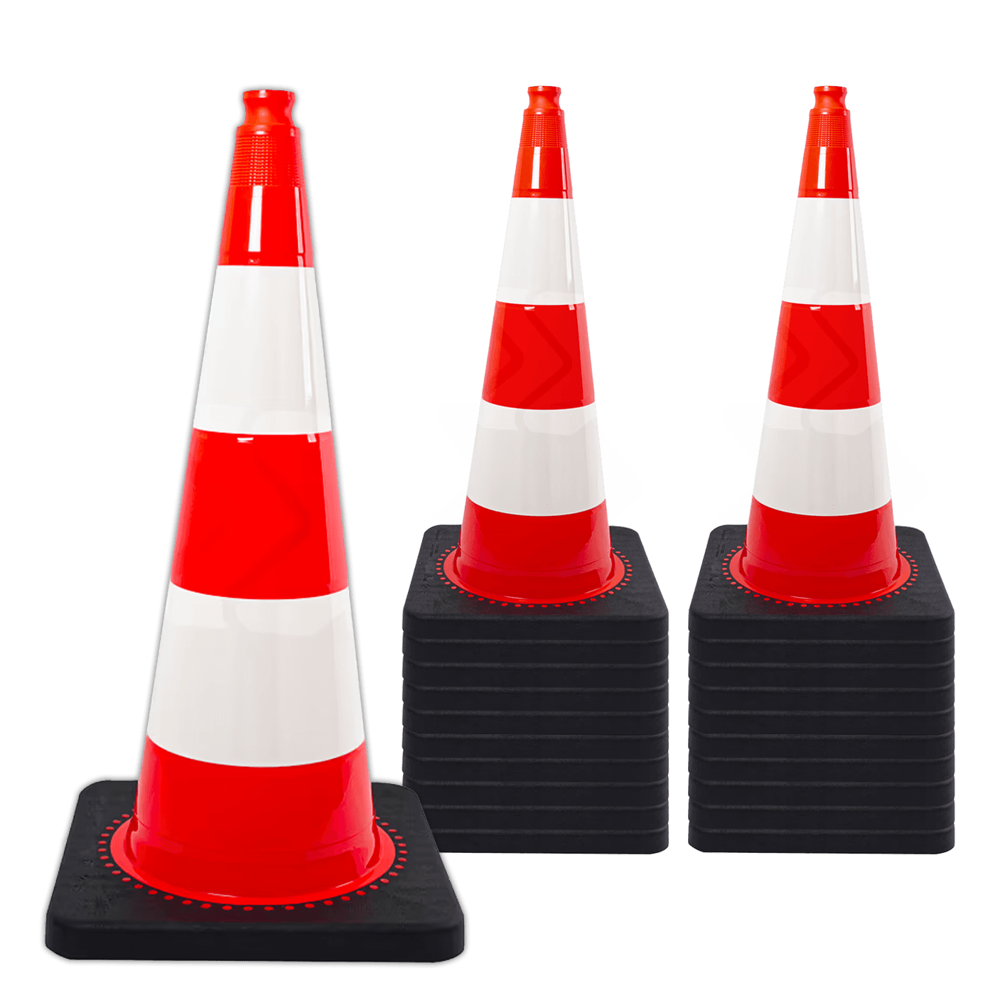 Verkeerspion 750mm reflecterend klasse 1 met verzwaarde voet (set 20 stuks)
