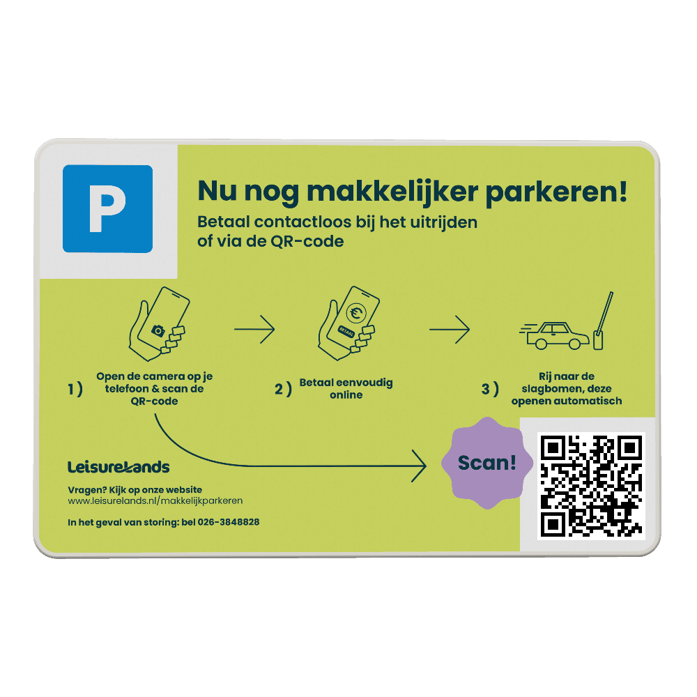 Bord DOR aluminium - parkeren QR-code Leisurelands - 2:3