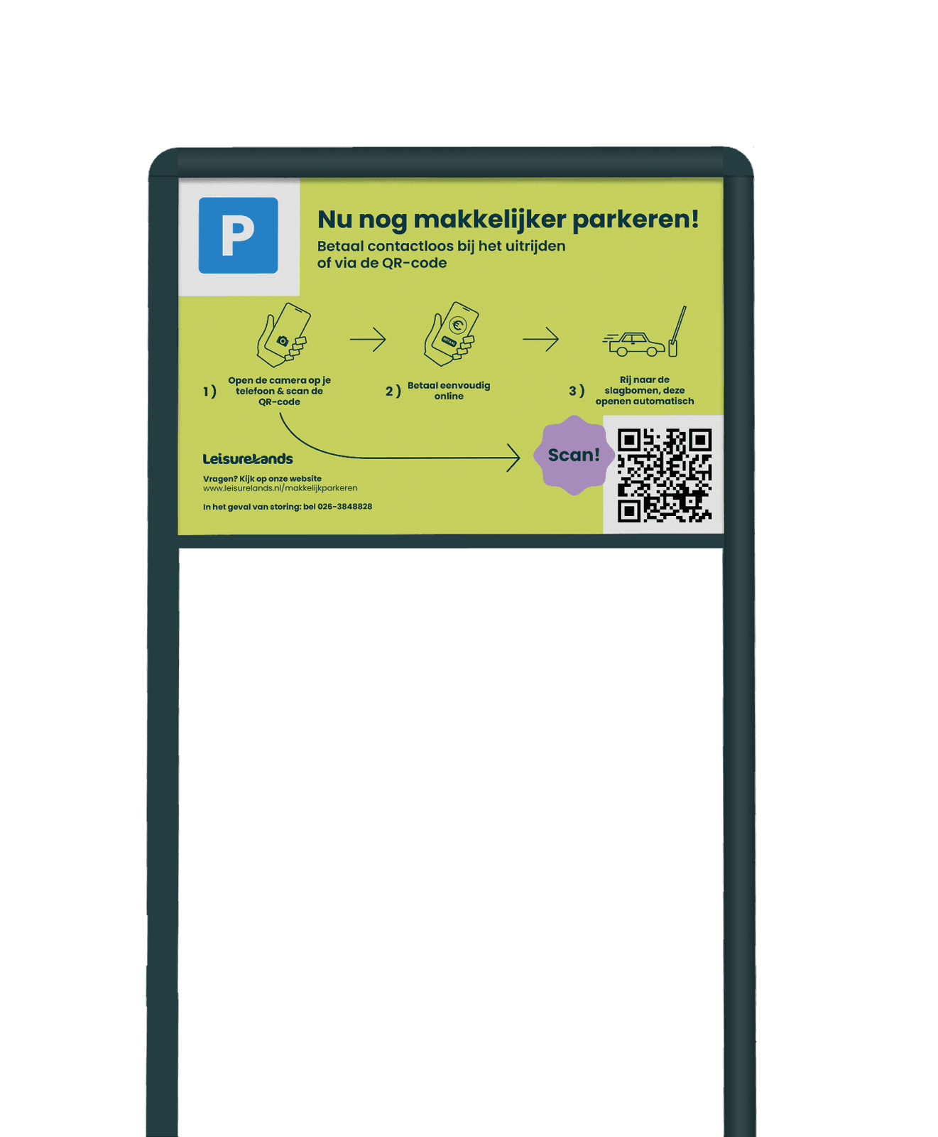 Informatiebord TS70 - parkeren QR-code Leisurelands - 2:3