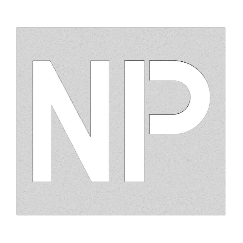 Wegmarkering spuitmal PVC (5mm) - Sjabloon NP niet parkeren
