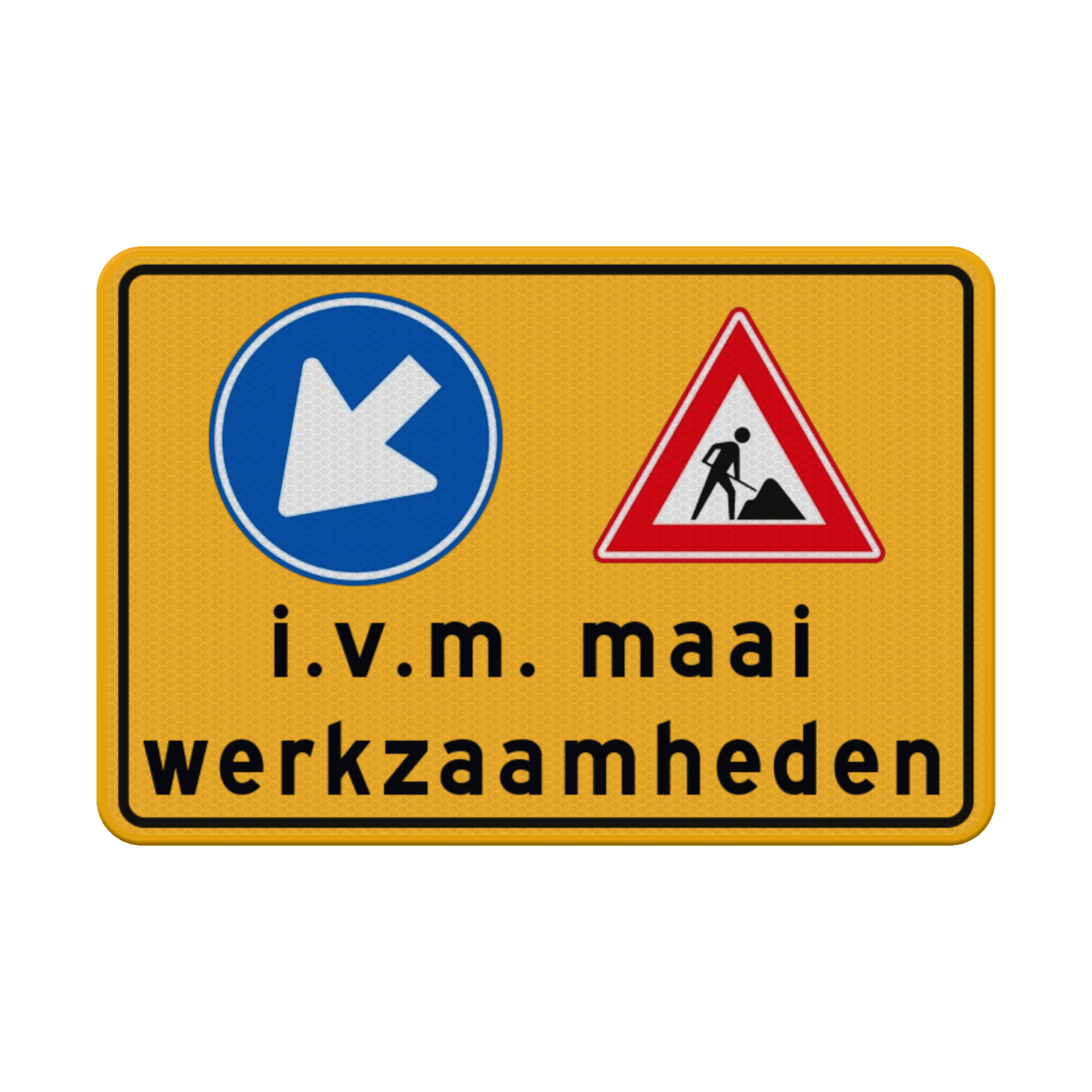 Verkeersbord maaiwerkzaamheden RVV D02/J16 - reflecterend