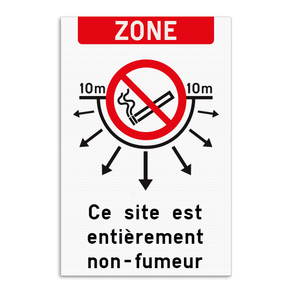 Panneau pour zone non-fumeur personnalisable avec texte et pictogramme