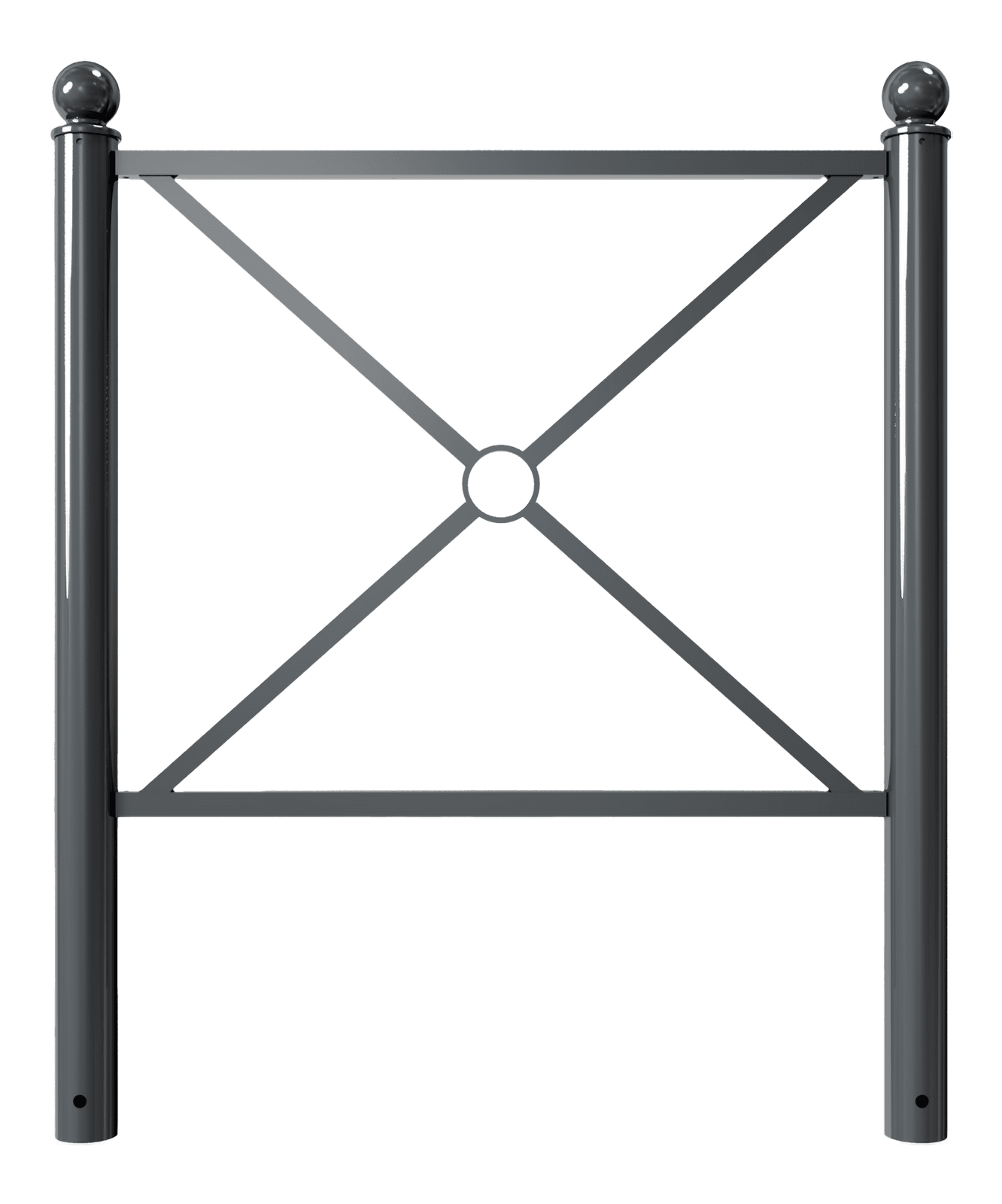 Barrière de guidage en acier - avec barre centrale - 1000x1200mm - montage dans le sol