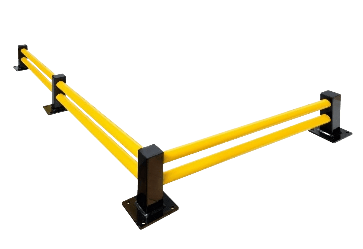 Vangrail laag TS-ECO staal geel/zwart - complete set (rechte hoek)
