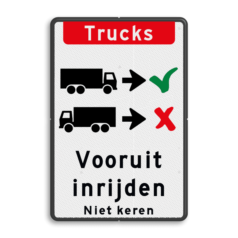 Verkeersbord - vrachtwagens vooruit inrijden