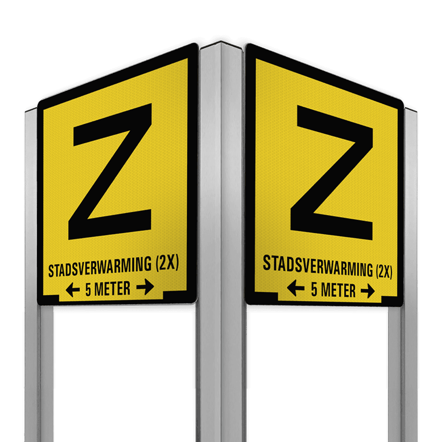 Zinkerbord 2-zijdig 800x800mm - Aluminium frame 90 graden - reflecterend