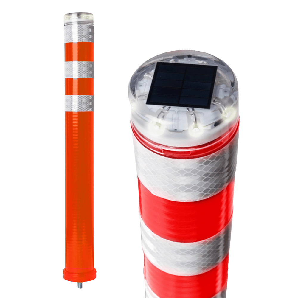 FlexLED fietspadpaal Ø80mm met LED-verlichting - rood/wit