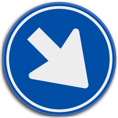 Verkeersbord verplichte rijrichting RVV D02 - reflecterend