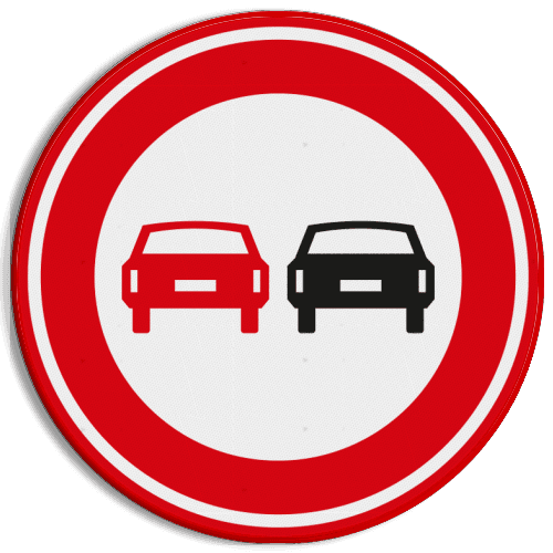 Verkeersbord inhalen verboden RVV F01 - reflecterend