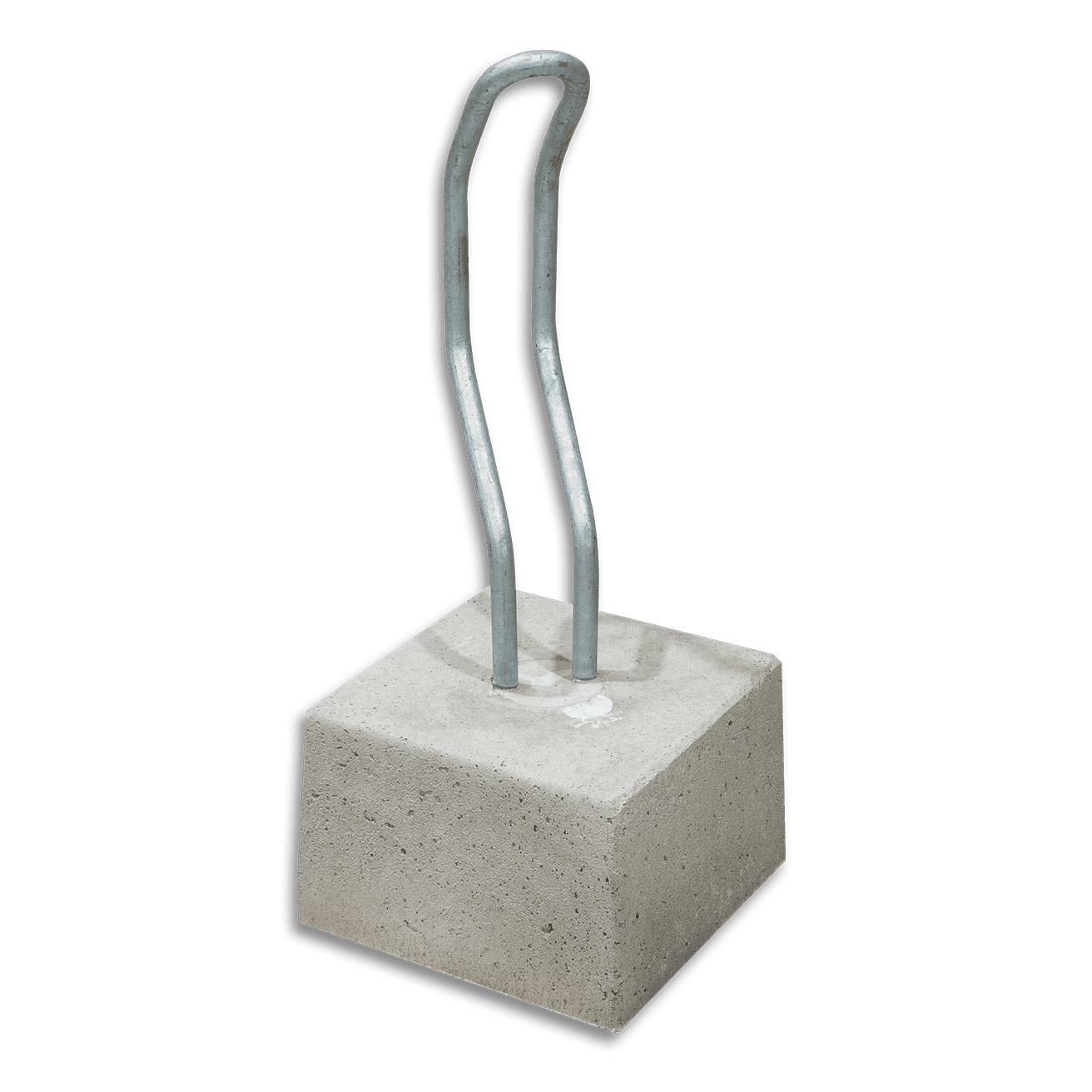 Fietsbeugel staal schuin - met betonvoet 300x300x200mm