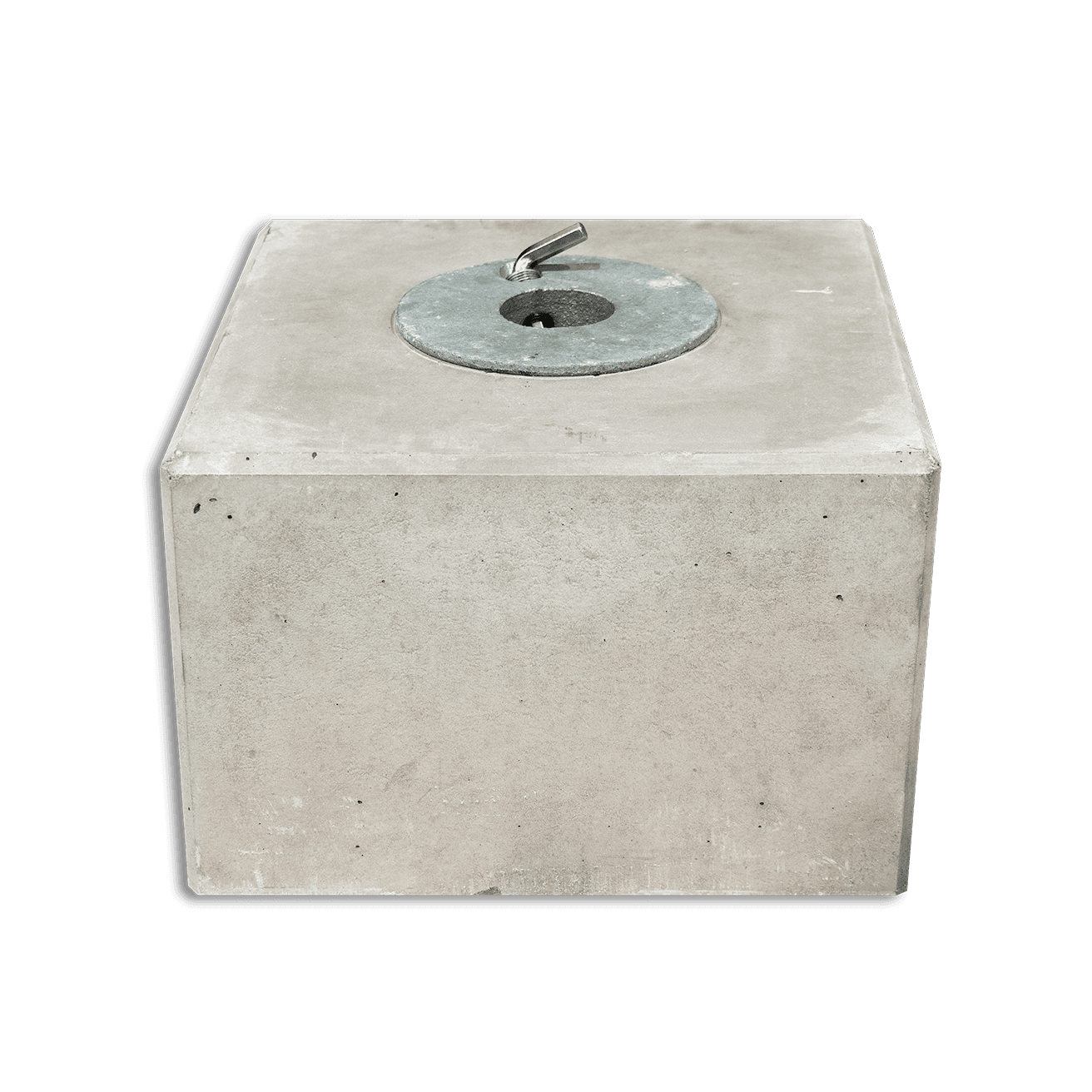 Support en béton avec manchon Ø48 mm – 300 x 300 x 300 mm
