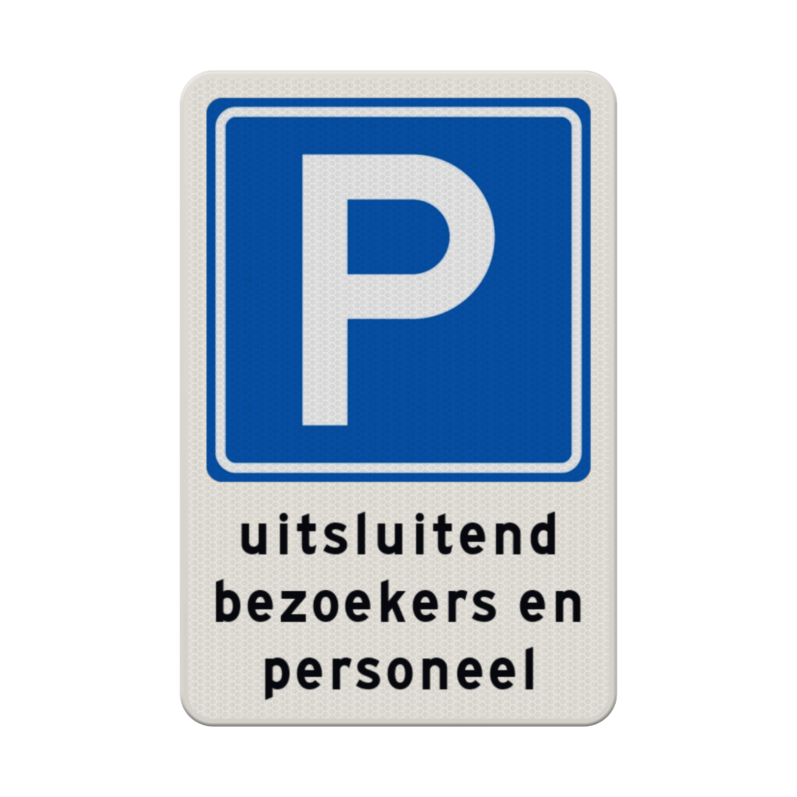 Parkeerbord RVV E04 + bezoekers / personeel bedrijfsnaam
