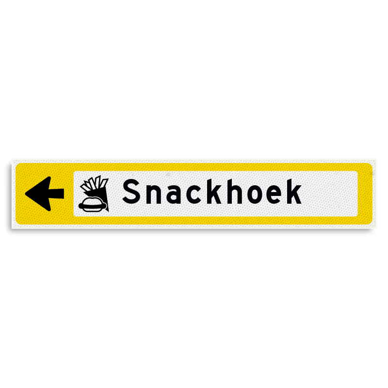 Verwijsbord KOKER Geel/wit/zwart - pijl links, met 1 pictogram - Klasse 3 reflecterend