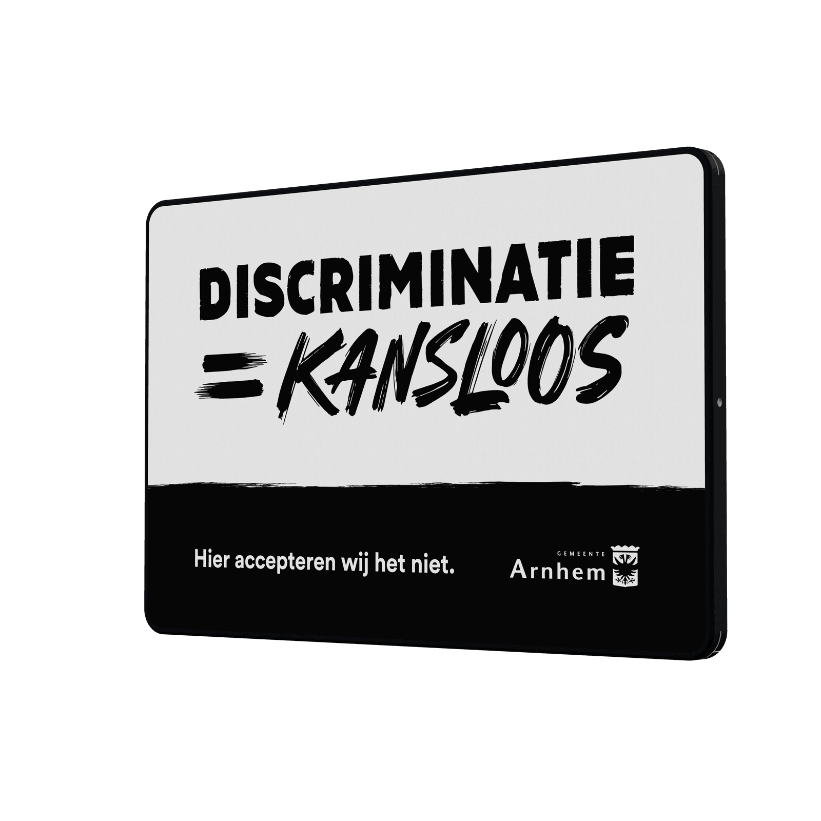 Informatiebord DOR - Discriminatie = Kansloos - met logo