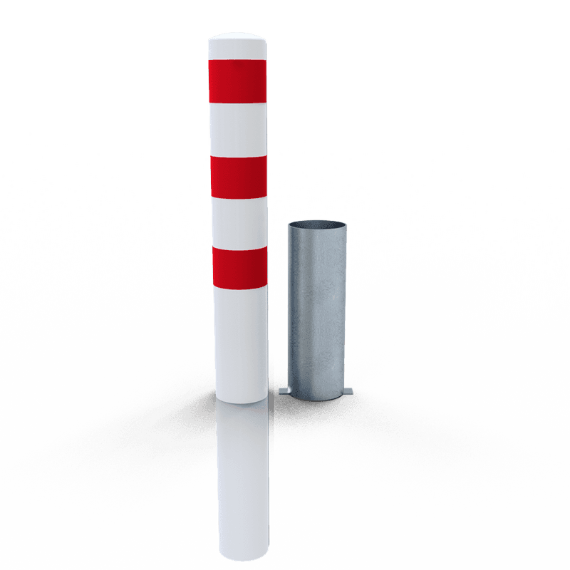 Rampaal staal Ø152mm uitneembaar/verwijderbaar - verzinkt of wit/rood