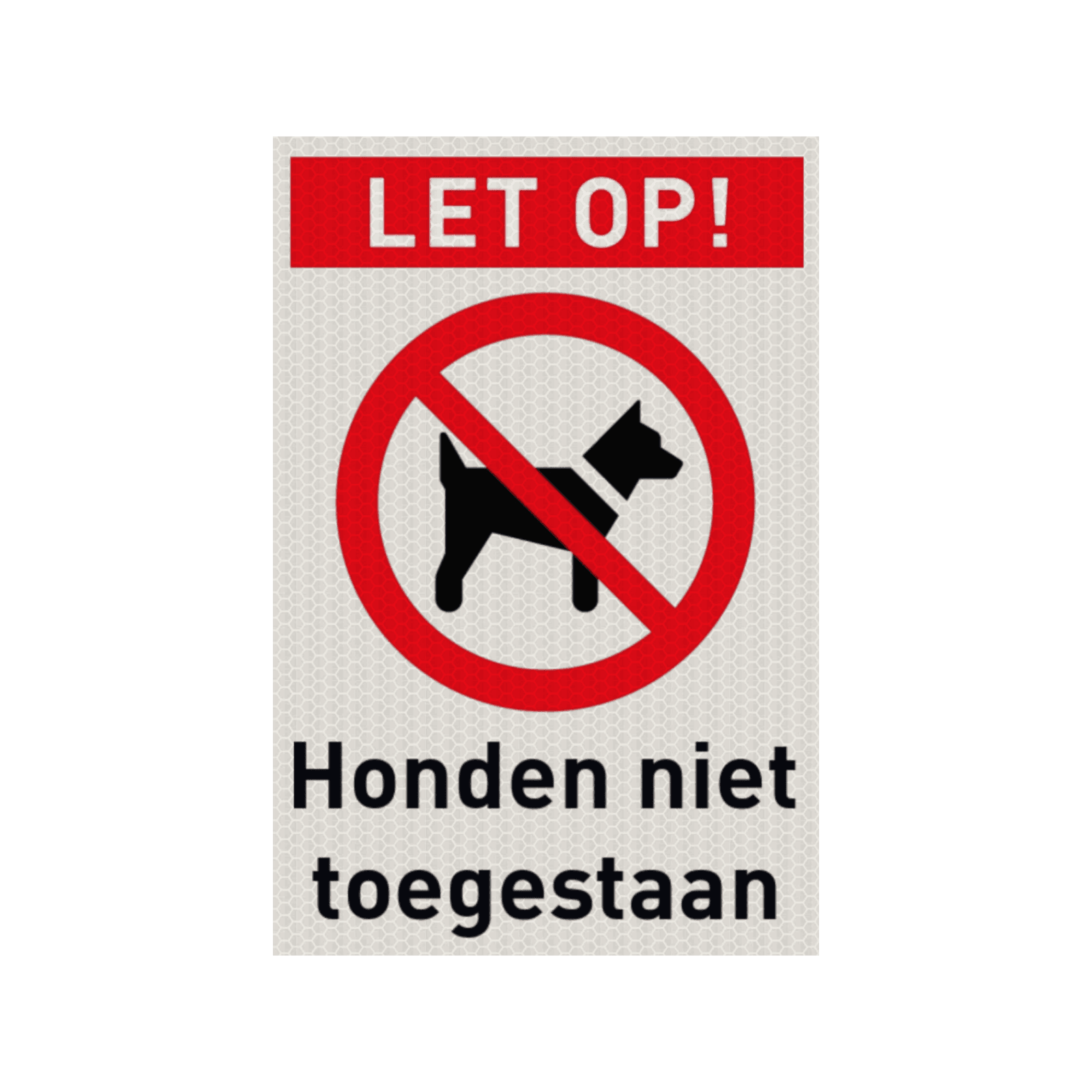 Veiligheidspictogram met tekst verboden voor honden - reflecterend