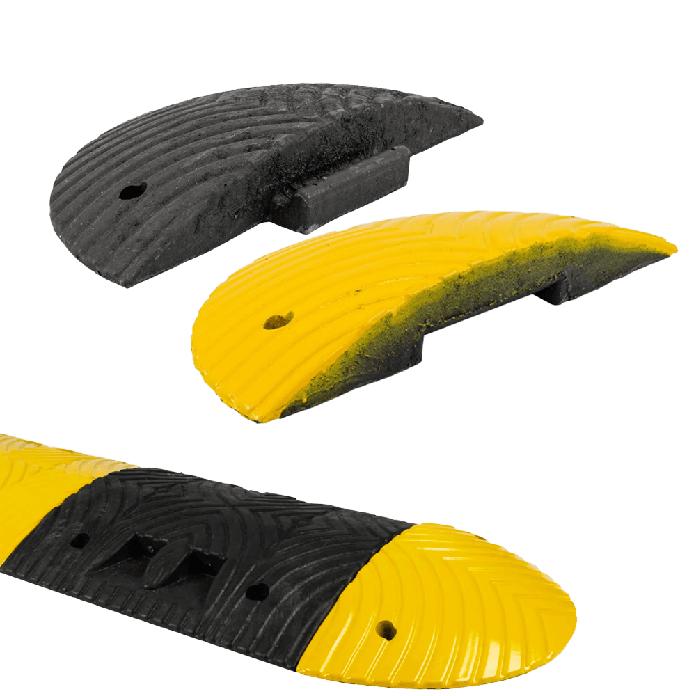 Ralentisseur en plastique recyclée 5-10 km/h - Extrémités - 250x500x70mm jaune/noir