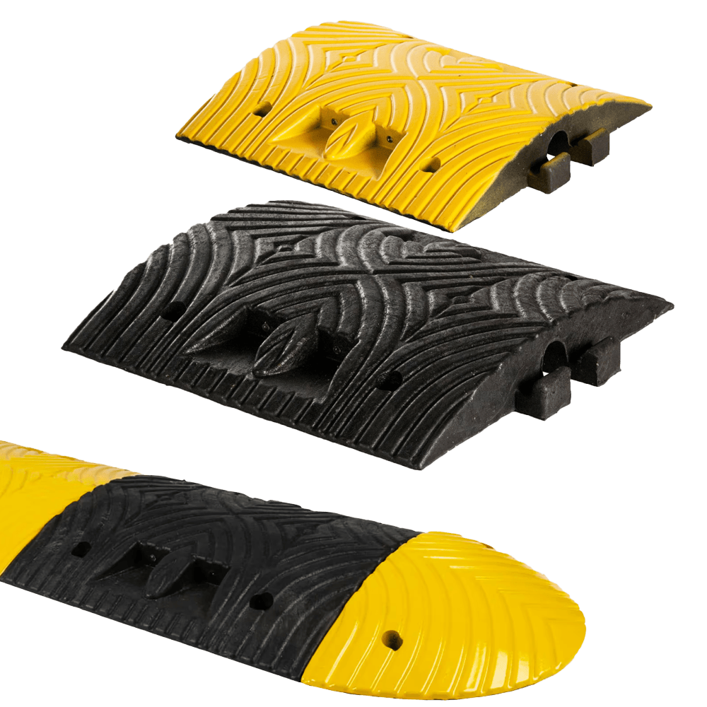 Ralentisseur en plastique recyclée 5-10 km/h - Pièces centrales - 500x500x70mm jaune/noir