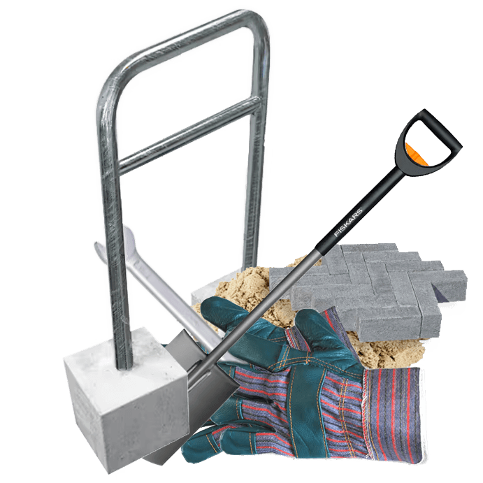 Installation d'un support à vélos avec pieds en béton, y compris les travaux de pavage - sur votre propre terrain