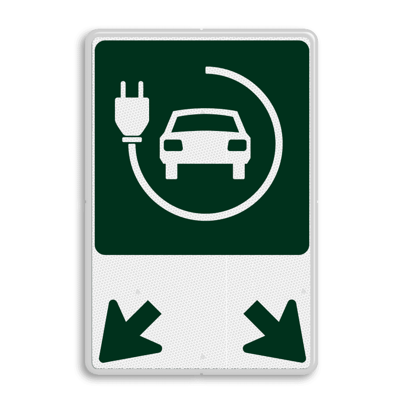 Parkeerbord met pijlen voor elektrische voertuigen - speciaal ontwerp en kleur