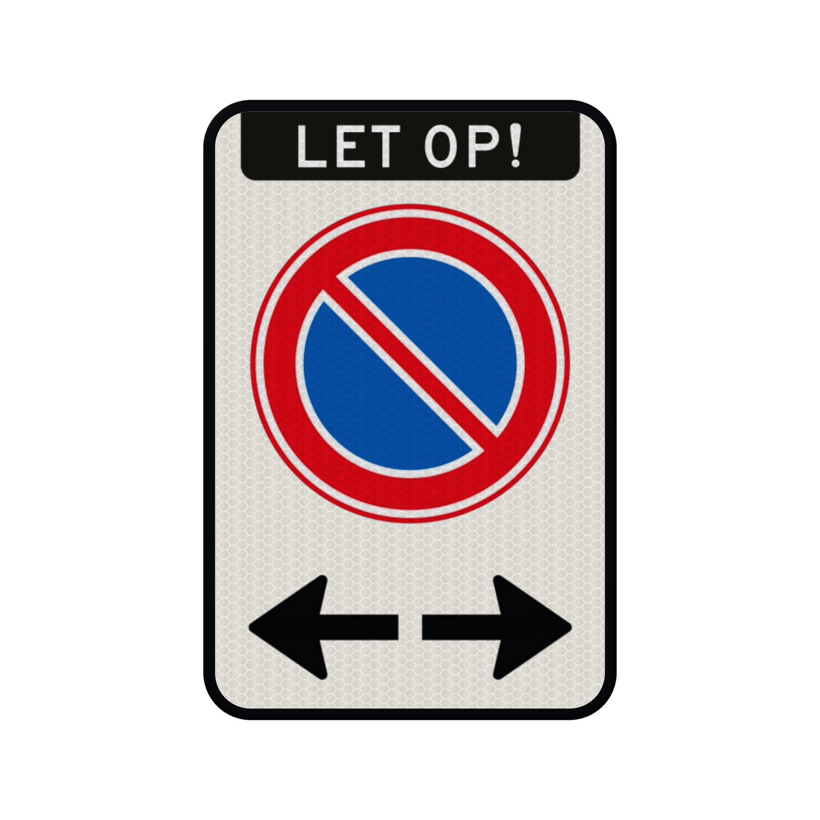 Verkeersbord verboden te parkeren + pijlen links/rechts - reflecterend
