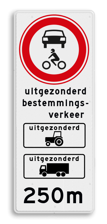 Verkeersbord C12 met diverse onderborden - reflecterend