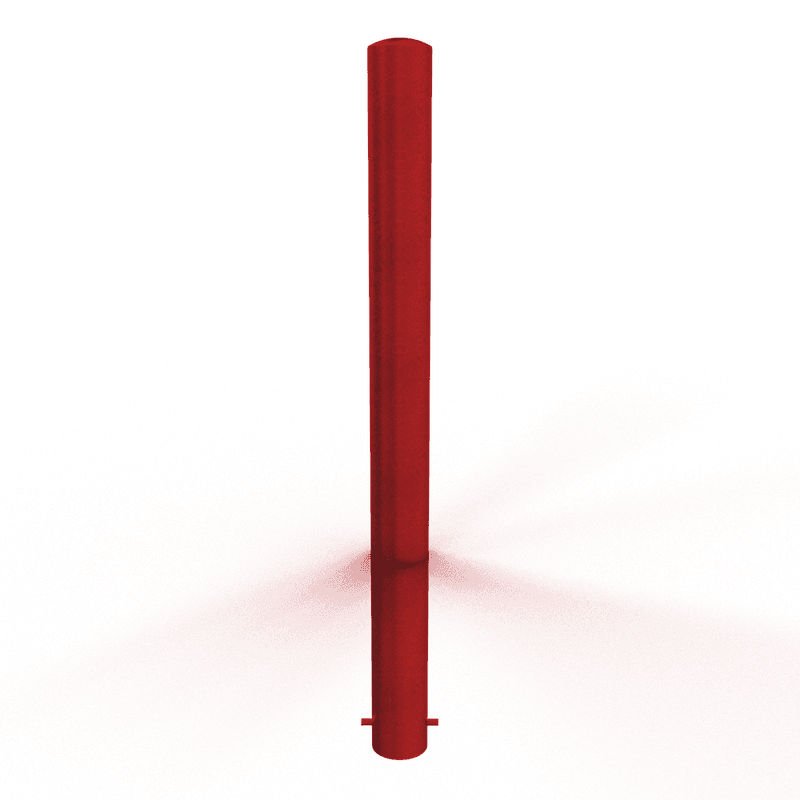 Hydrant bollard staal Ø108x1300mm rood RAL 3020 - grondmontage