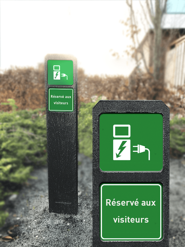 Piquet porte-panneau voiture électrique – Signalisation de stationnement écologique