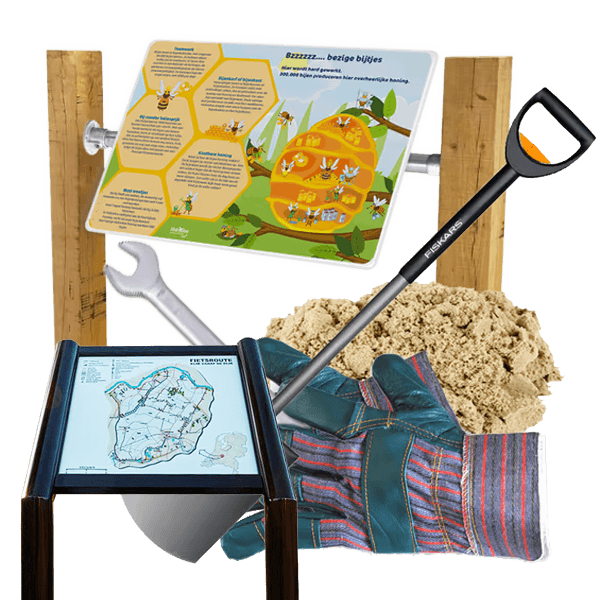 Placement de montants (2) pour pupitre d'information (en bois) - sur votre terrain