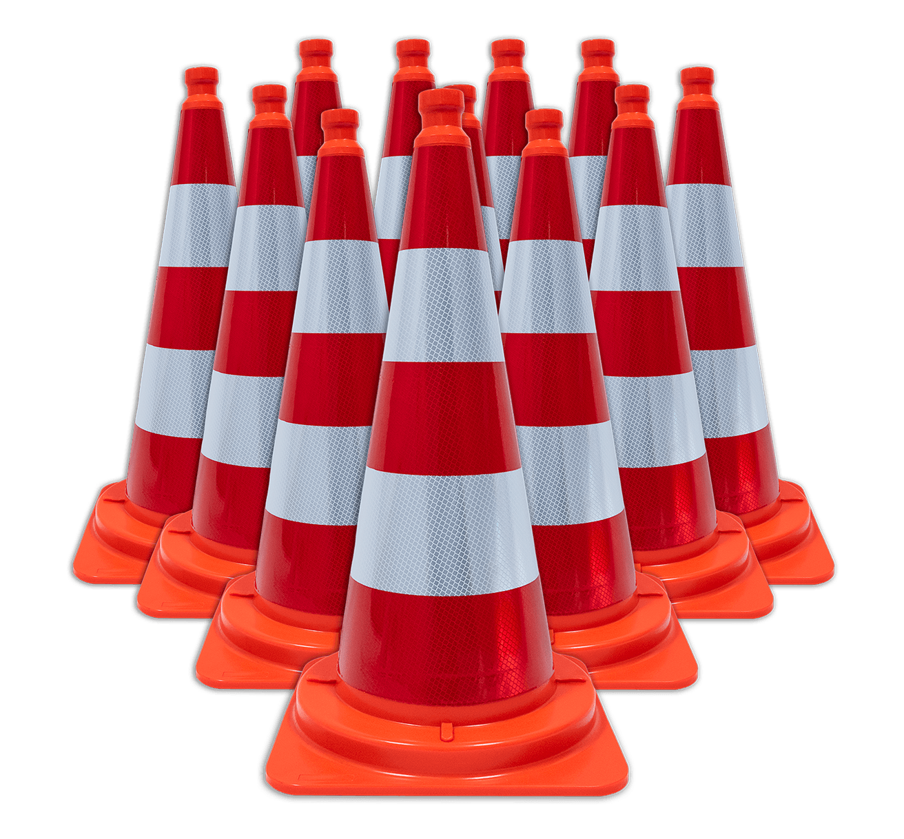 Verkeerskegel 750mm eendelig - klasse 3 reflecterend - set 10 stuks