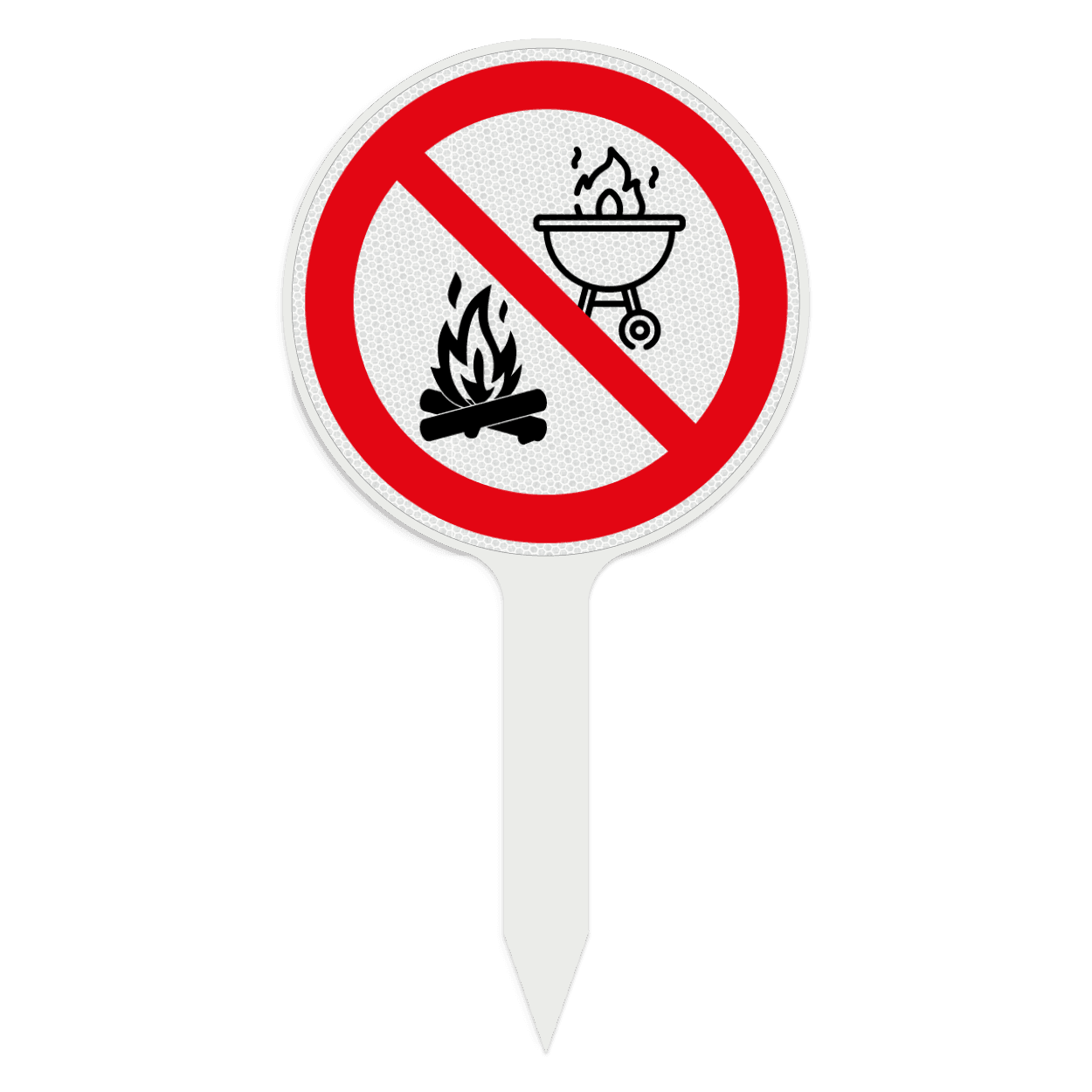 Insteek bord PVC open vuur en BBQ verboden - reflecterend