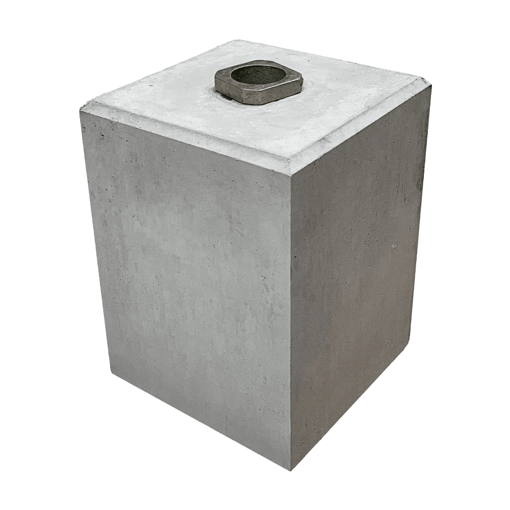 Pied en béton avec manchon Ø48x500mm - 300x300x600mm